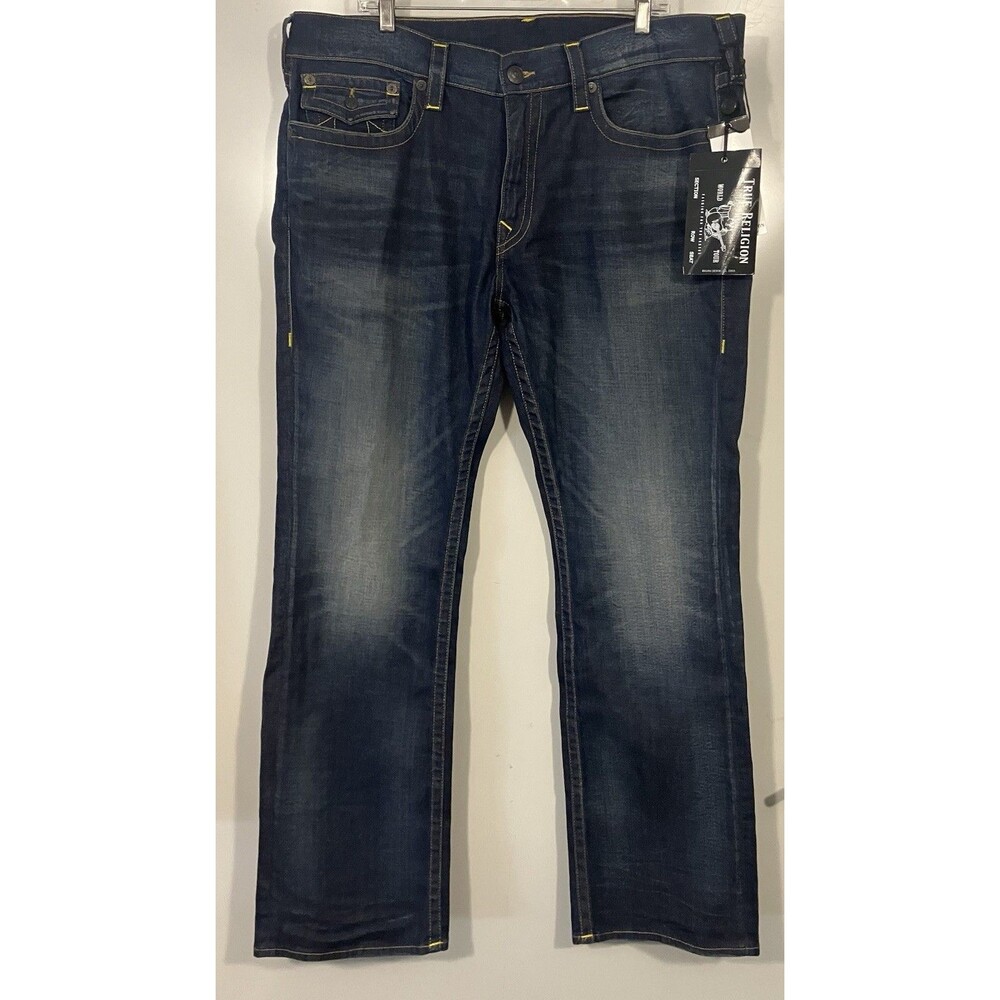 NEW True Religion Men’s Billy Relaxed Bootcut Jeans Pocket Flaps Blue Sz 40x33